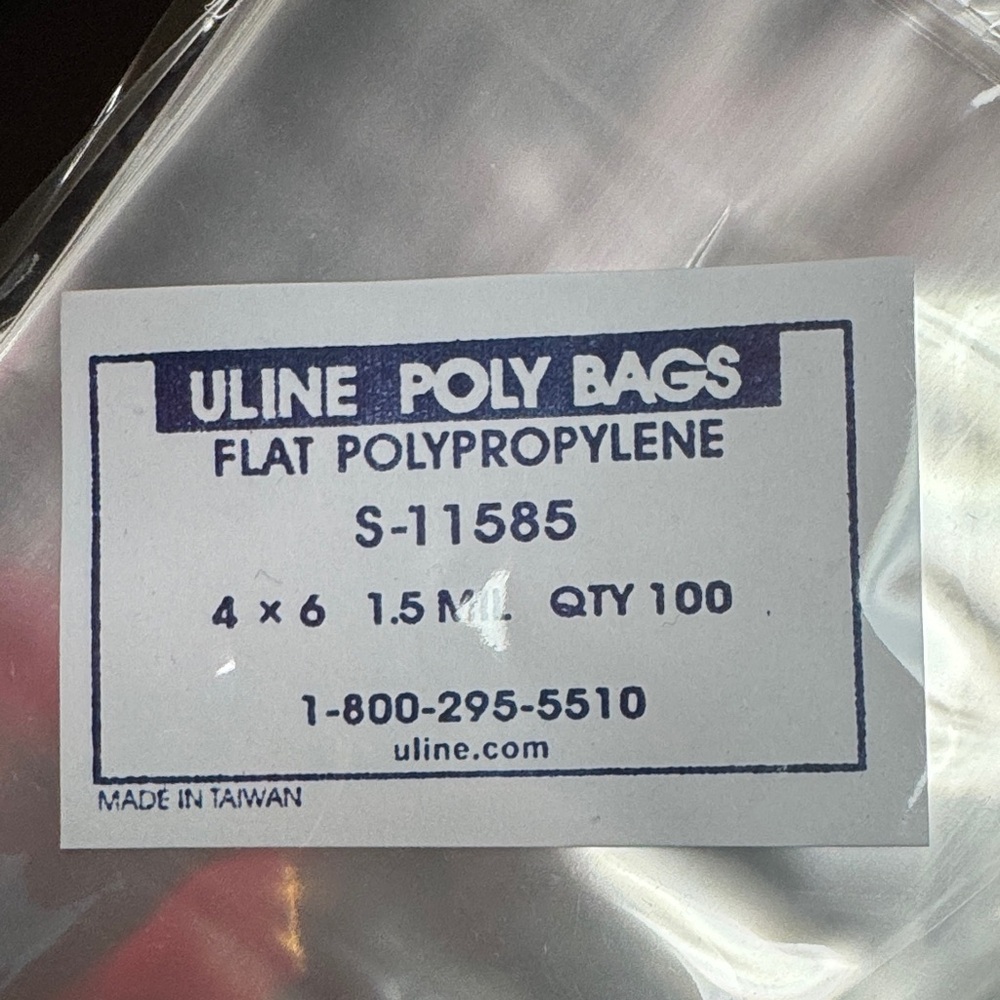 Uline Clear Polypropylene Flat Poly Bags 4 x 6 (10 Packs of 100)